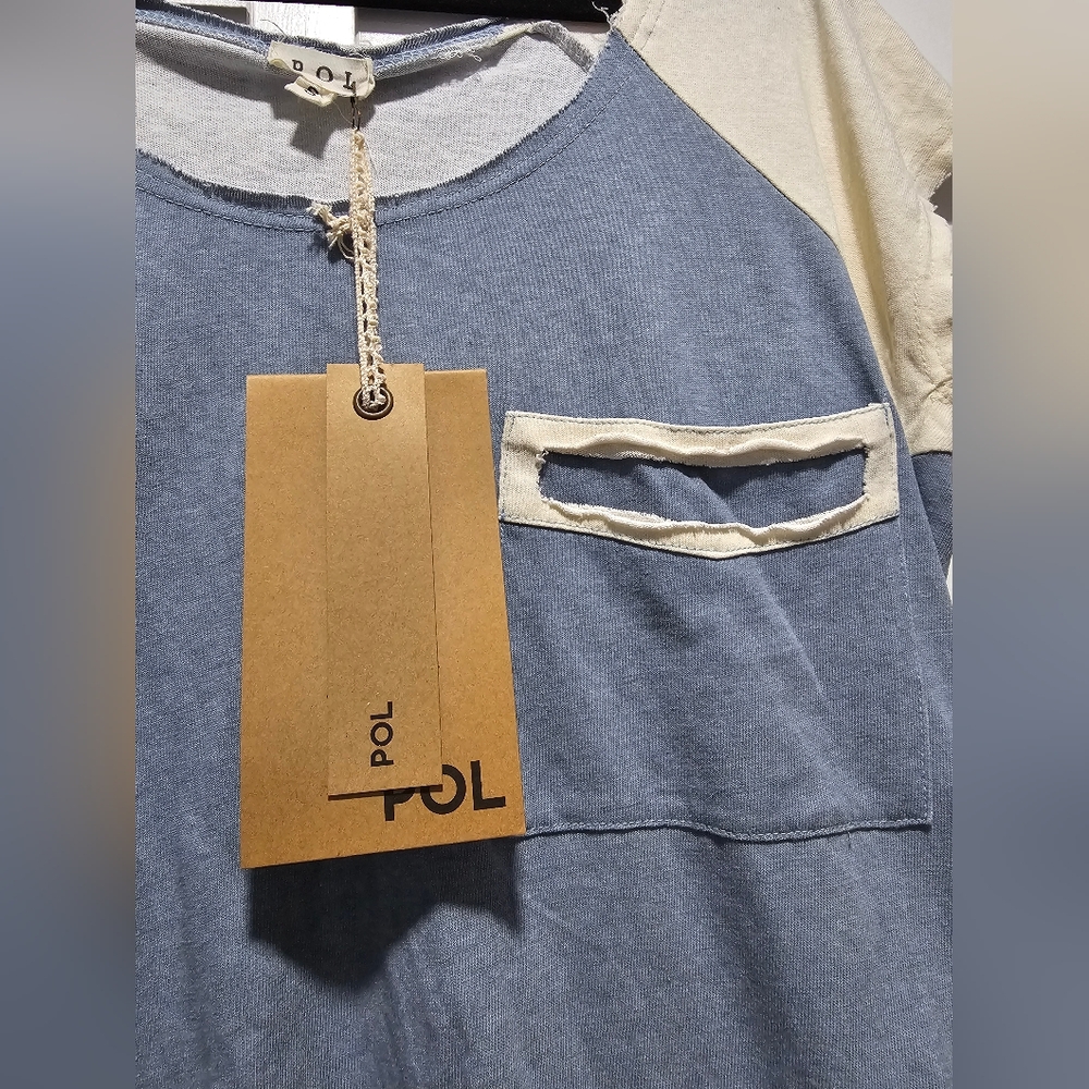 NWT POL Dolman Tee Distressed Pocket, Size Small - Picture 4 of 9